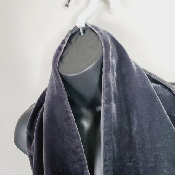 Vintage Silk Velvet Mitchies 90s Canada Artsy Whimsigoth Vamp Grey Scarf - Picture 5 of 10